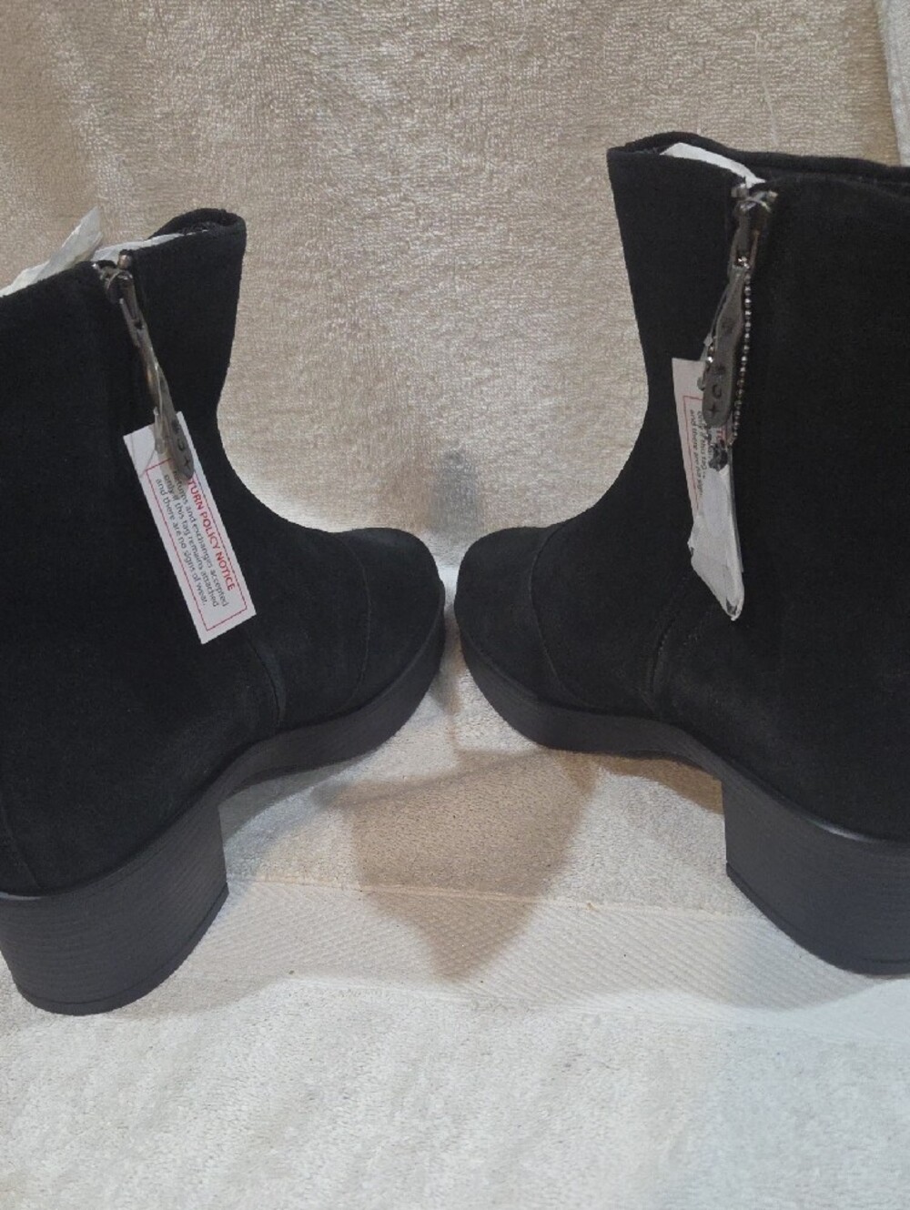 Lazo Women's Black Suede Ankle Booties - Sleek Block Heel - Picture 5 of 7